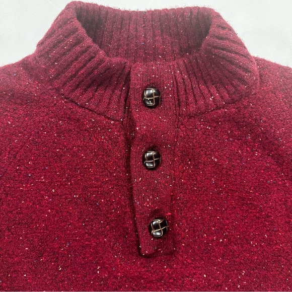 UNTUCKit Lambswool Blend Henley Sweater XL Burgundy Speckled Knit Warm - Picture 2 of 6